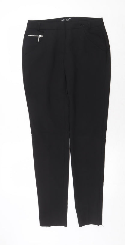 Select Womens Black Polyester Capri Trousers Size 8 Regular Zip
