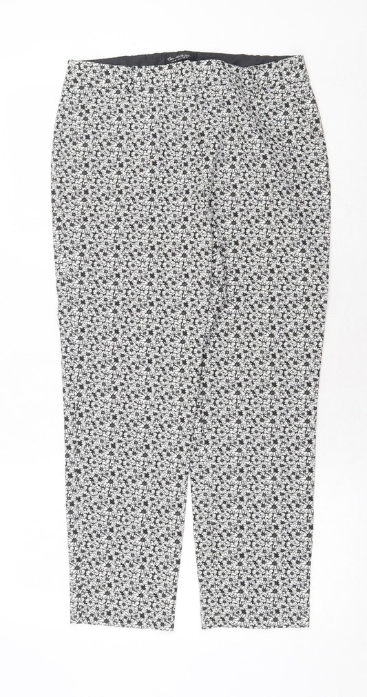 Miss Selfridge Womens White Floral Polyester Trousers Size 10 Regular Zip