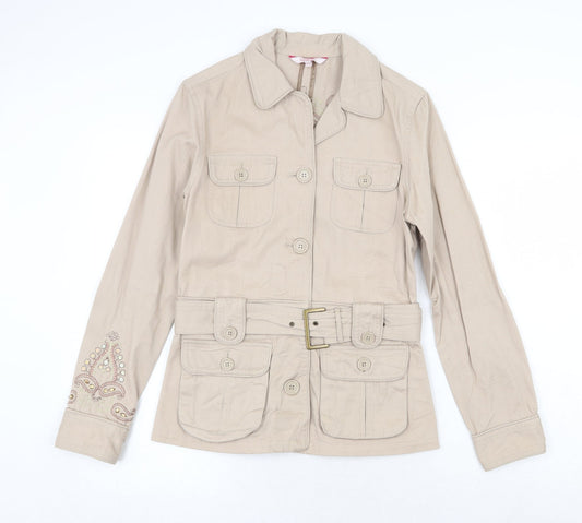 Debenhams Womens Beige Jacket Size 10 Button
