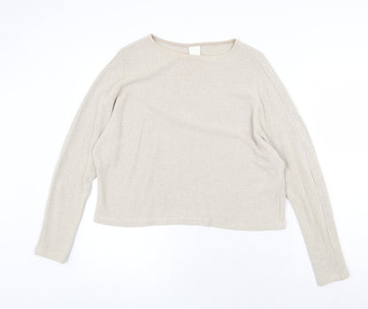 H&M Womens Beige Round Neck Viscose Pullover Jumper Size XS
