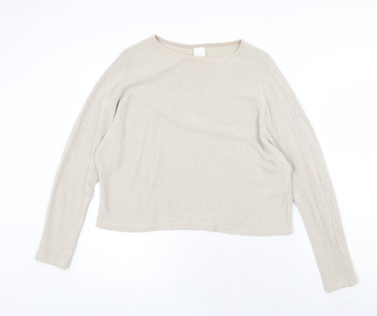 H&M Womens Beige Round Neck Viscose Pullover Jumper Size XS