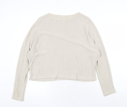 H&M Womens Beige Round Neck Viscose Pullover Jumper Size XS