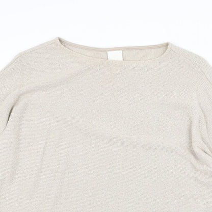 H&M Womens Beige Round Neck Viscose Pullover Jumper Size XS