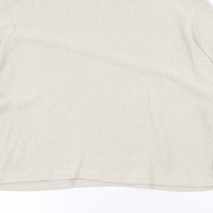H&M Womens Beige Round Neck Viscose Pullover Jumper Size XS