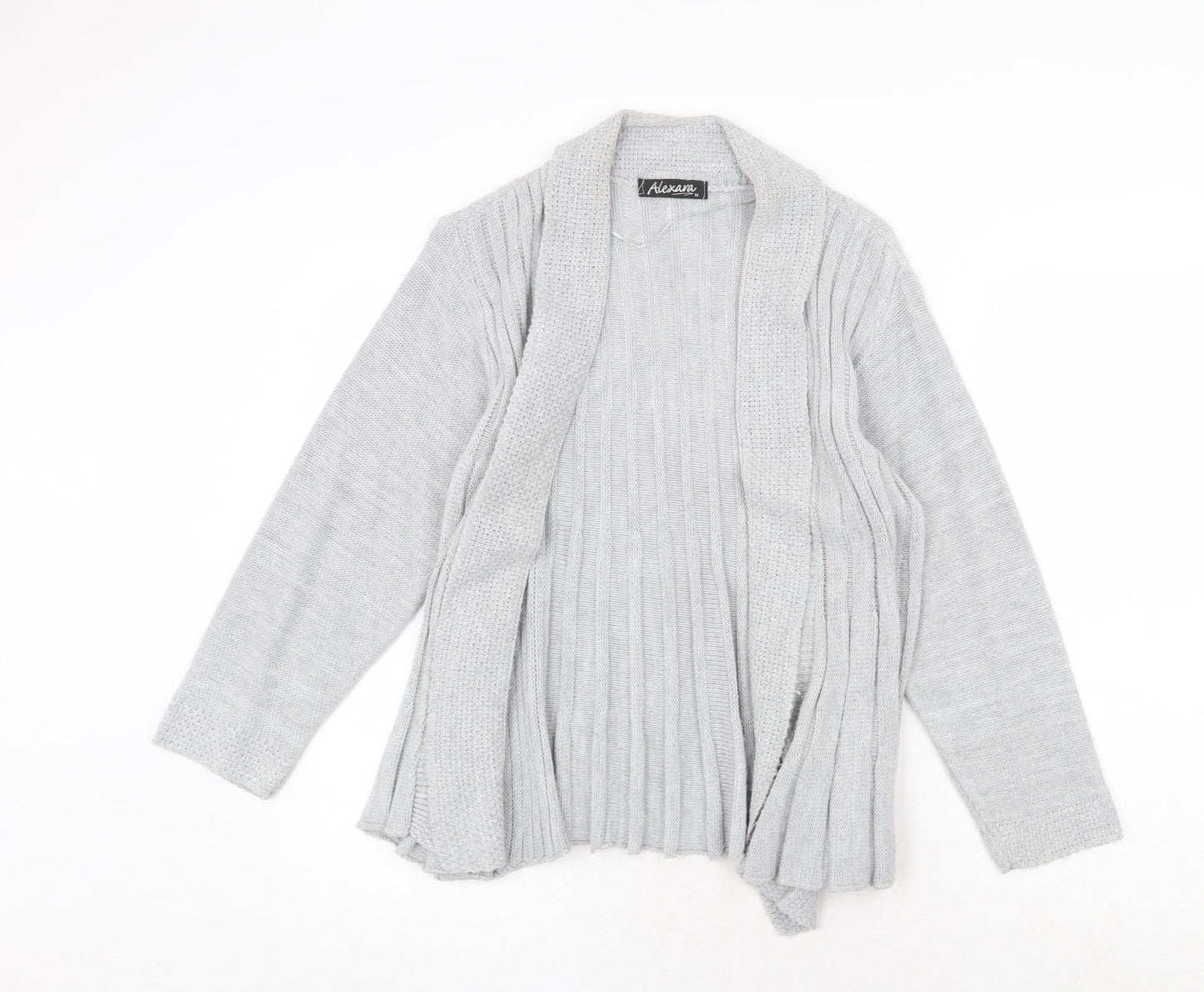 Alexara Womens Grey V-Neck Cotton Cardigan Jumper Size M