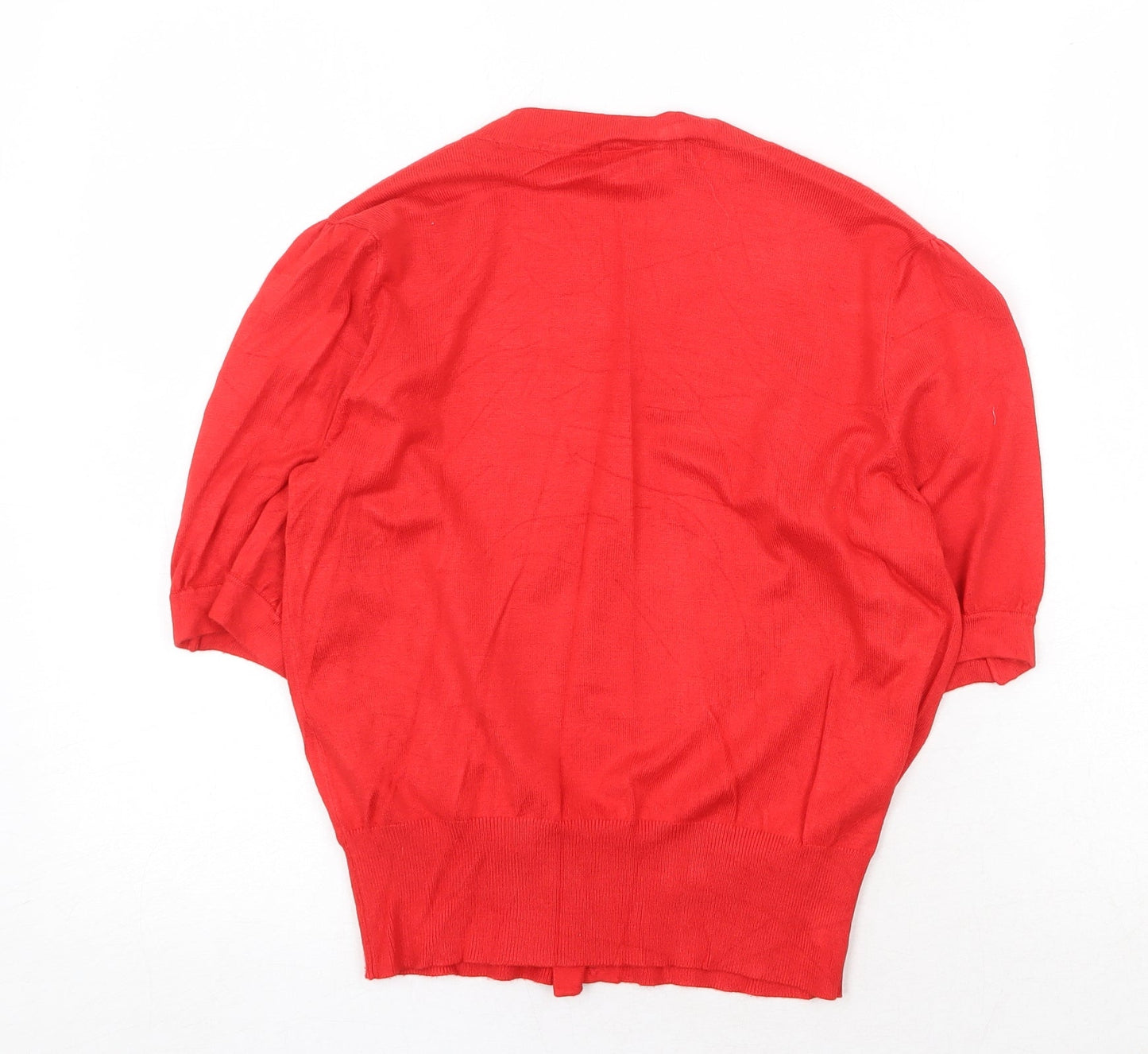 Marks and Spencer Womens Red V-Neck Viscose Cardigan Jumper Size 8