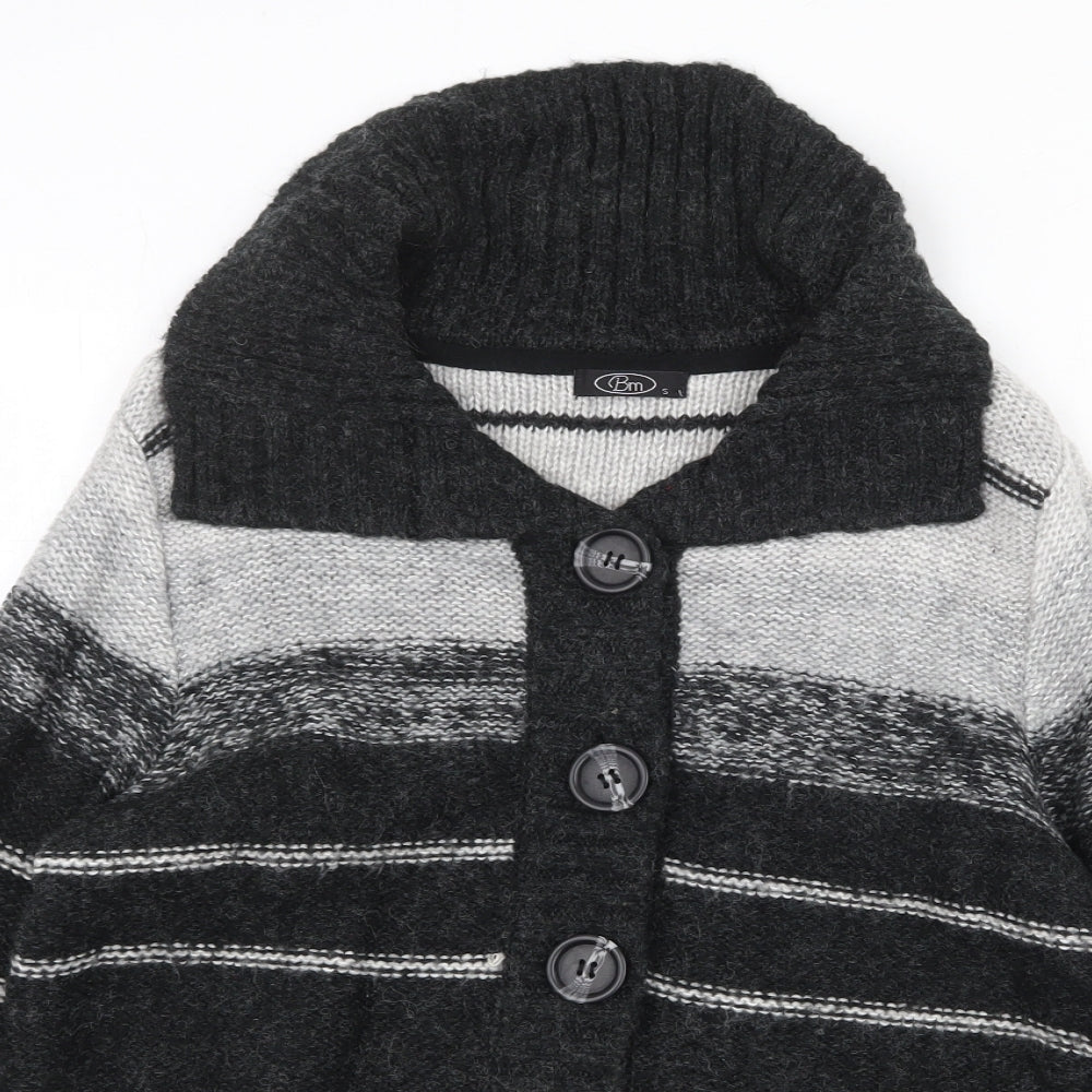 Bonmarché Womens Grey V-Neck Acrylic Cardigan Jumper Size S