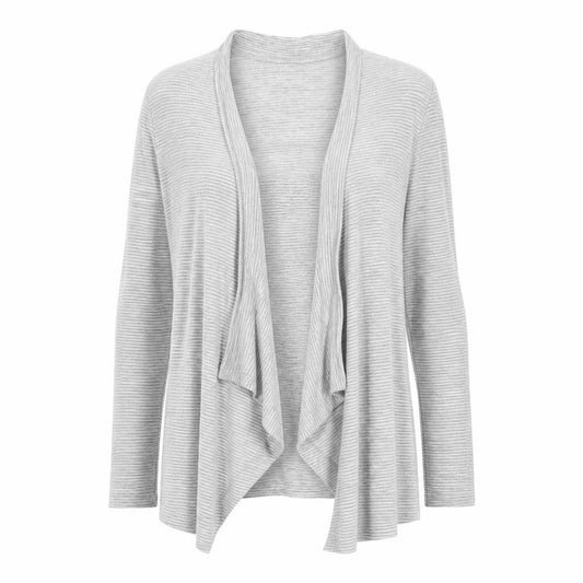 Roman Womens Grey V-Neck Striped Viscose Cardigan Jumper Size 10