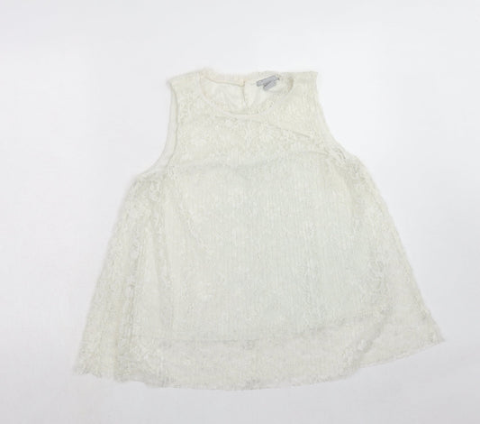 H&M Womens Ivory Polyester Basic Tank Size S Boat Neck - Layered