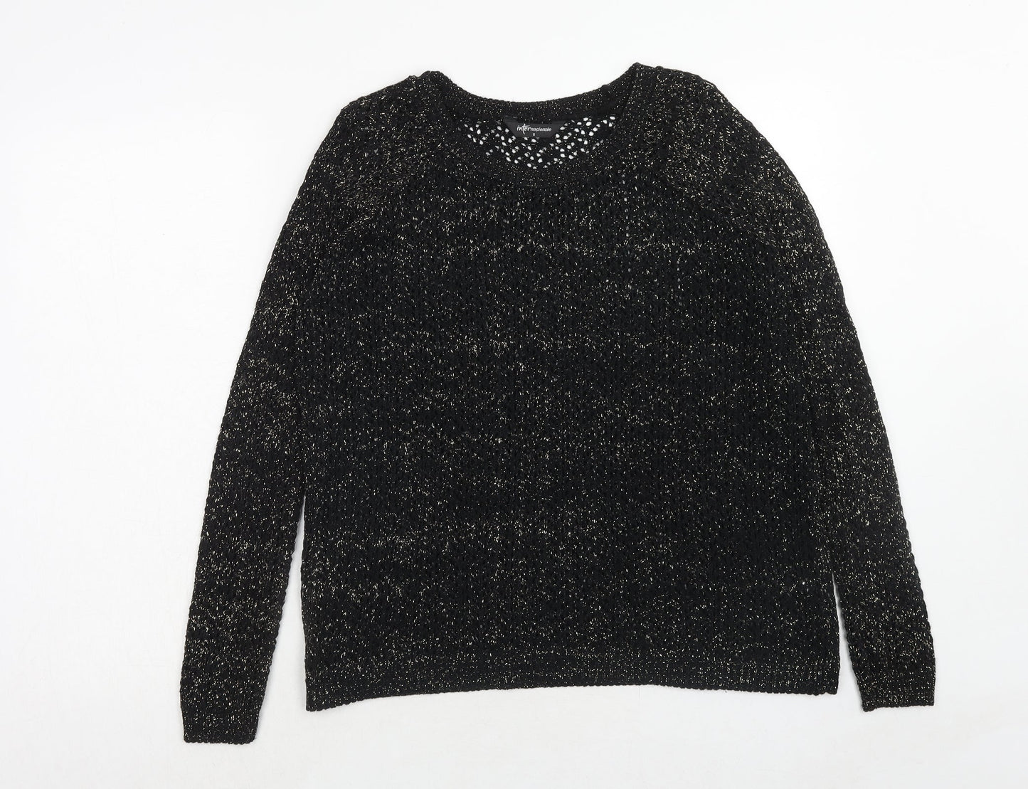 Internacionale Womens Black Boat Neck Cotton Pullover Jumper Size 8