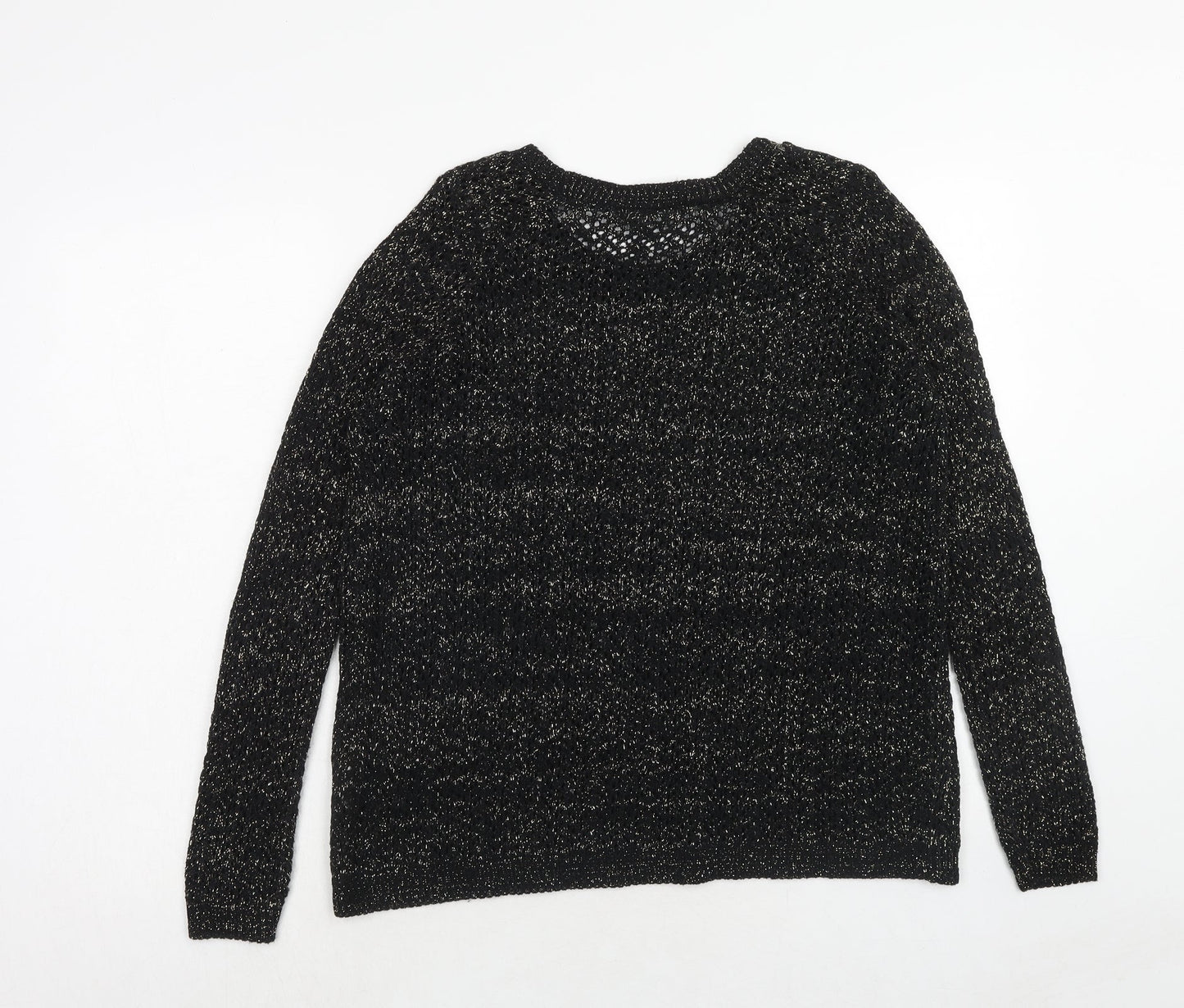 Internacionale Womens Black Boat Neck Cotton Pullover Jumper Size 8