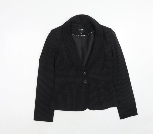 iyen Womens Black Polka Dot Polyester Jacket Blazer Size 10