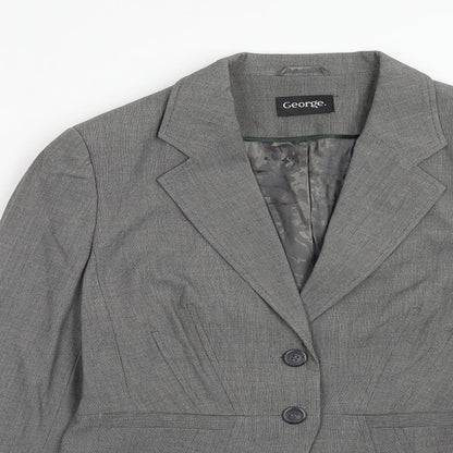 George Womens Grey Polyester Jacket Blazer Size 10