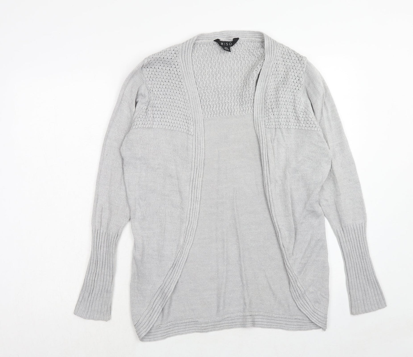 Miso Womens Grey V-Neck Acrylic Cardigan Jumper Size 12