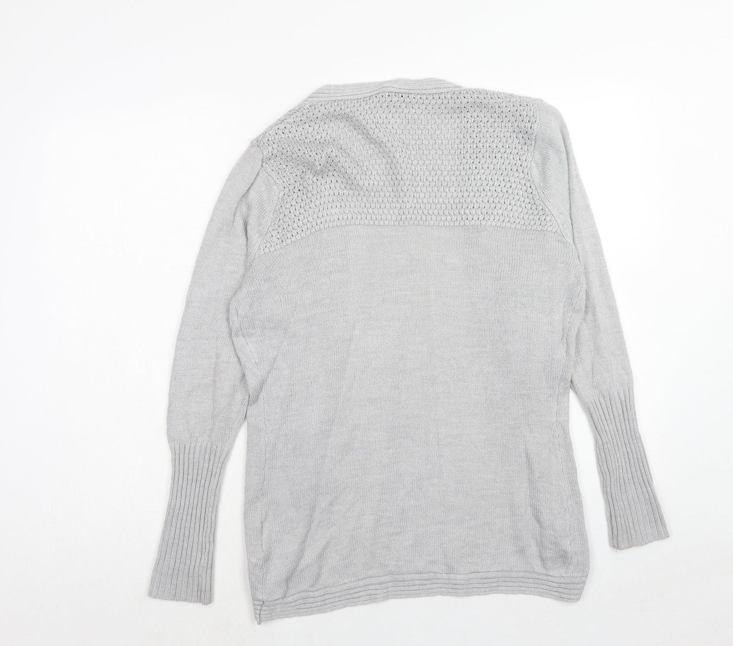Miso Womens Grey V-Neck Acrylic Cardigan Jumper Size 12