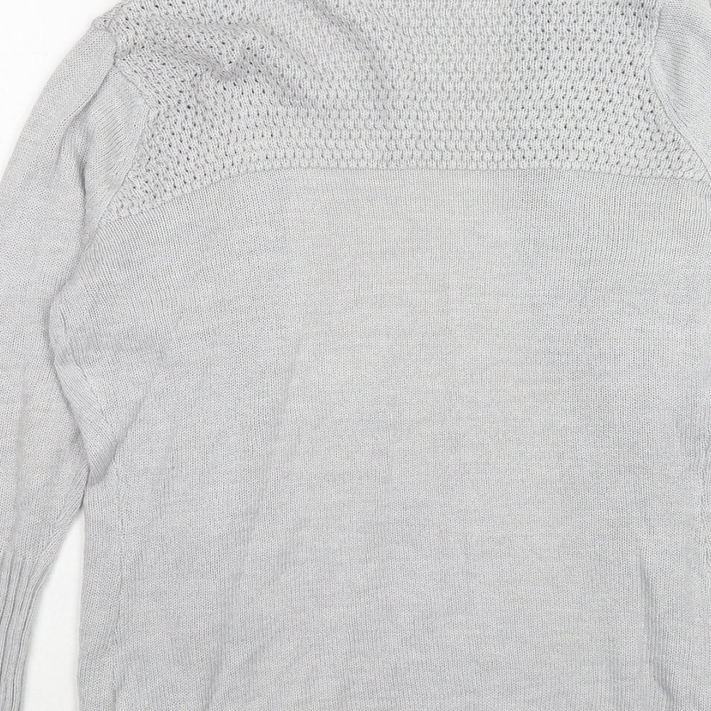 Miso Womens Grey V-Neck Acrylic Cardigan Jumper Size 12