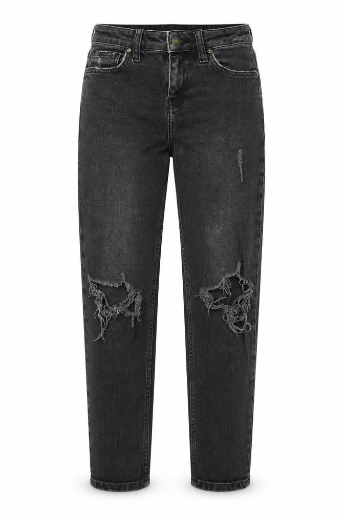 Topshop Womens Black Cotton Straight Jeans Size 25 in L28 in Regular Zip