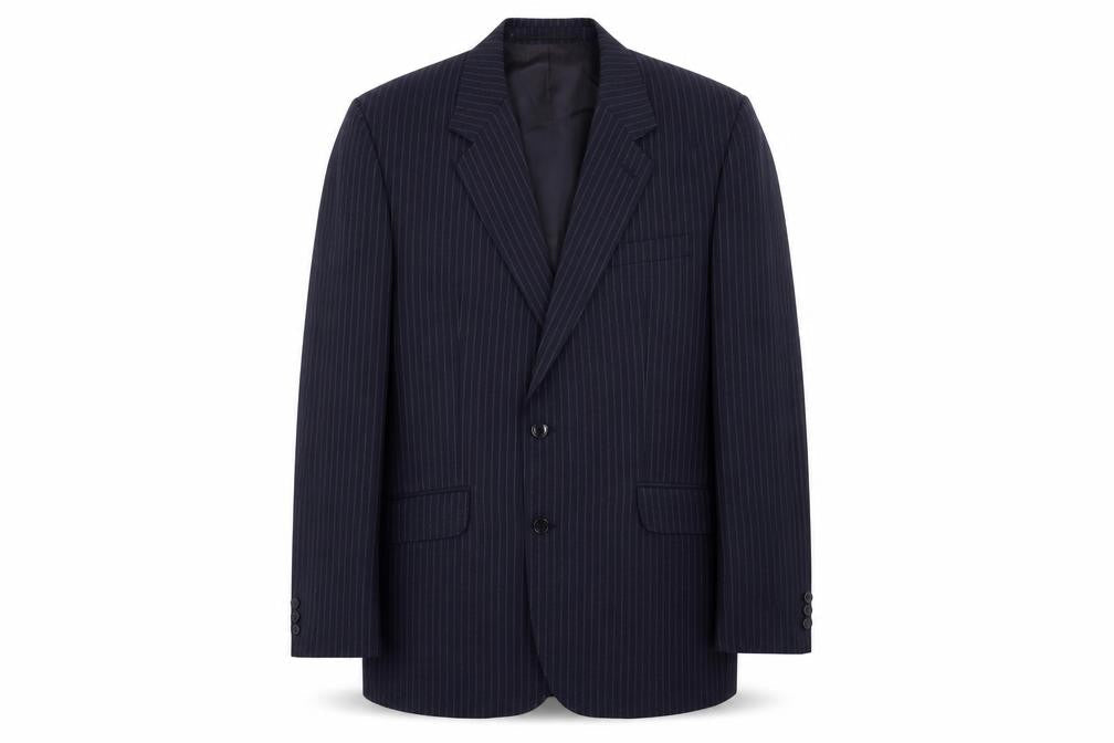 Vertek Mens Blue Striped Polyester Jacket Suit Jacket Size 40 Regular