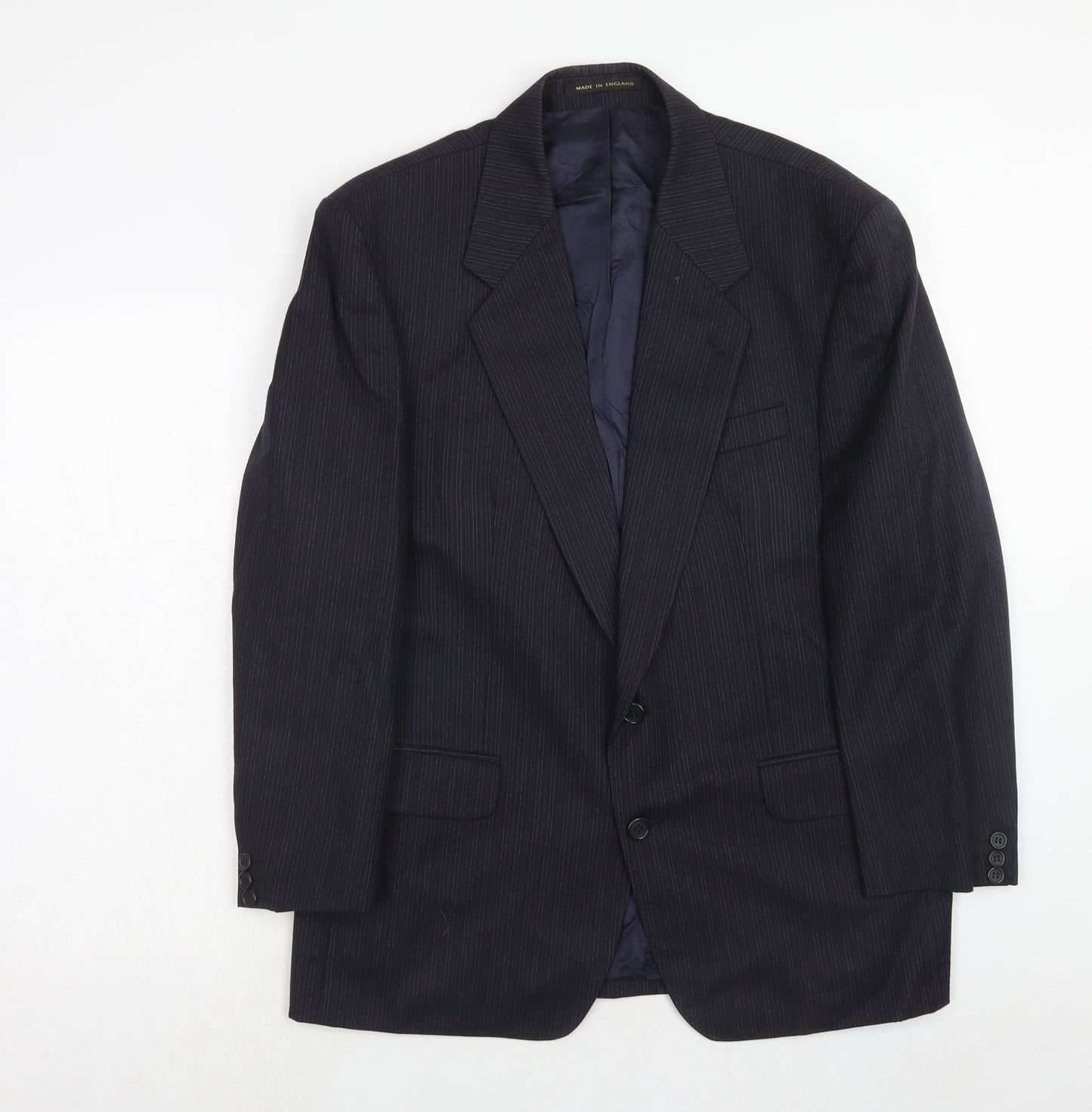 James Barry Mens Blue Striped Wool Jacket Suit Jacket Size 42 Regular