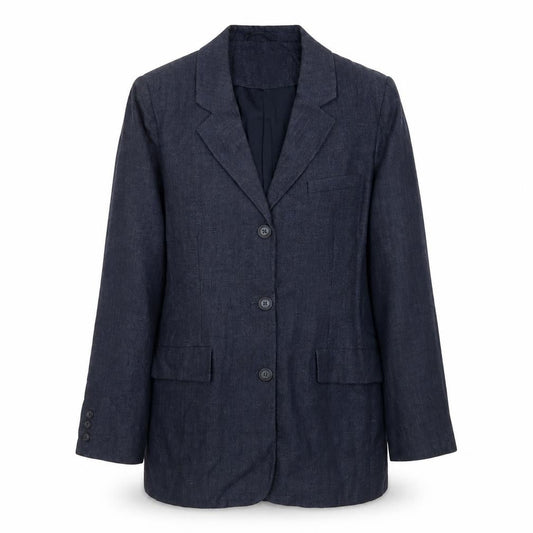 L.O.G.G. Womens Blue Linen Jacket Suit Jacket Size 12