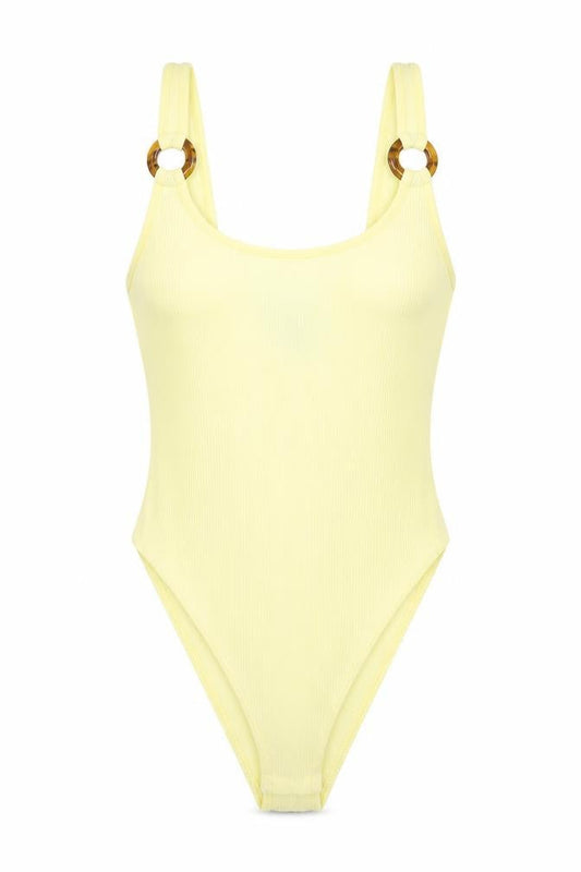 H&M Womens Yellow Polyester Bodysuit One-Piece Size S Snap