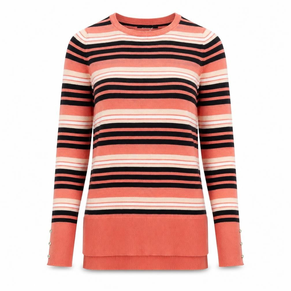 Atmosphere Womens Pink Round Neck Striped Acrylic Pullover Jumper Size 4