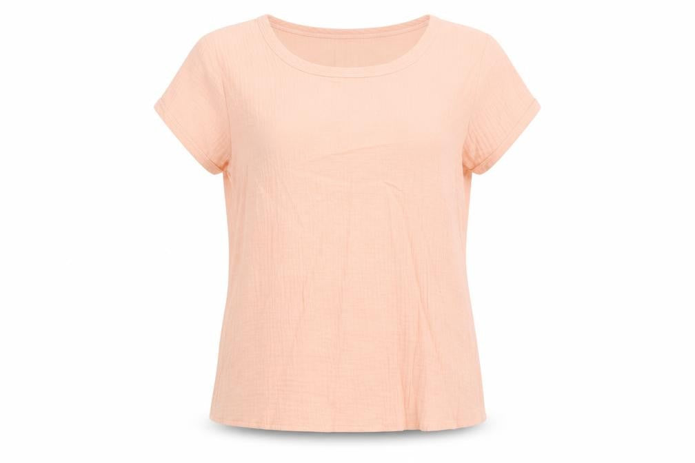 MissLook Womens Pink Polyester Basic T-Shirt Size L Round Neck
