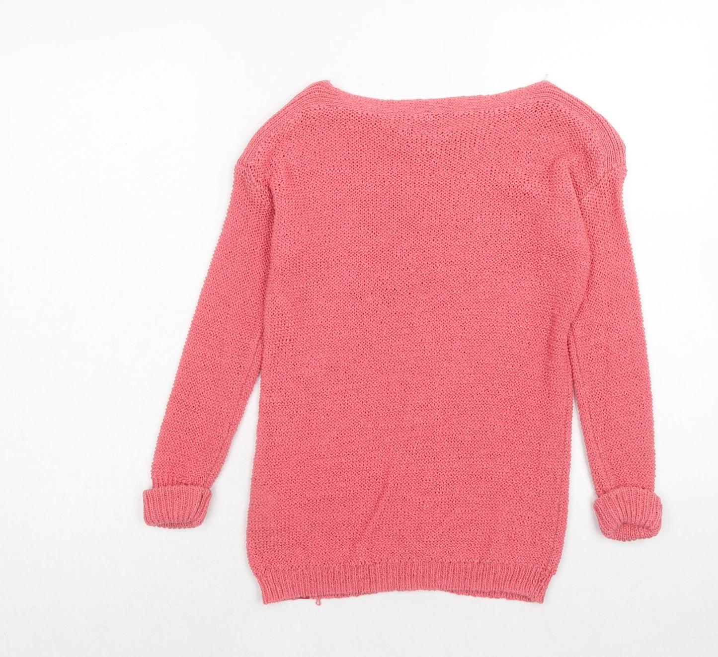 EDC Womens Pink Round Neck Cotton Pullover Jumper Size S
