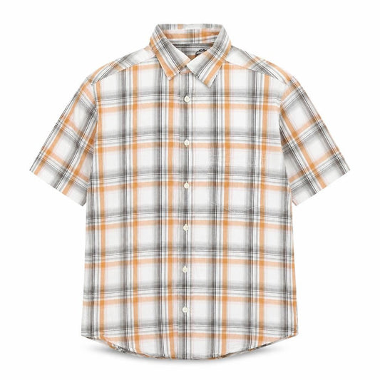 UrbanSpirit Mens Orange Plaid Cotton Button-Up Size S Collared Button
