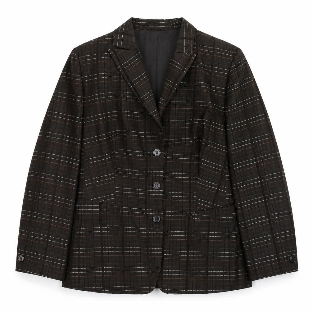 Gerry Weber Womens Brown Plaid Polyester Jacket Blazer Size 18