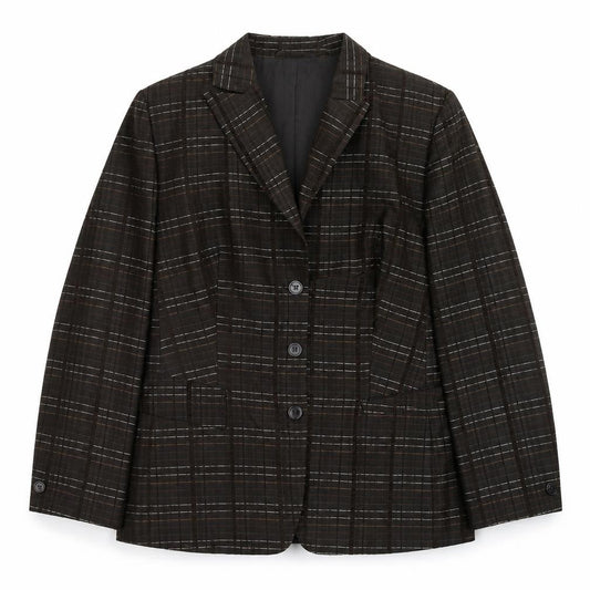 Gerry Weber Womens Brown Plaid Polyester Jacket Blazer Size 18