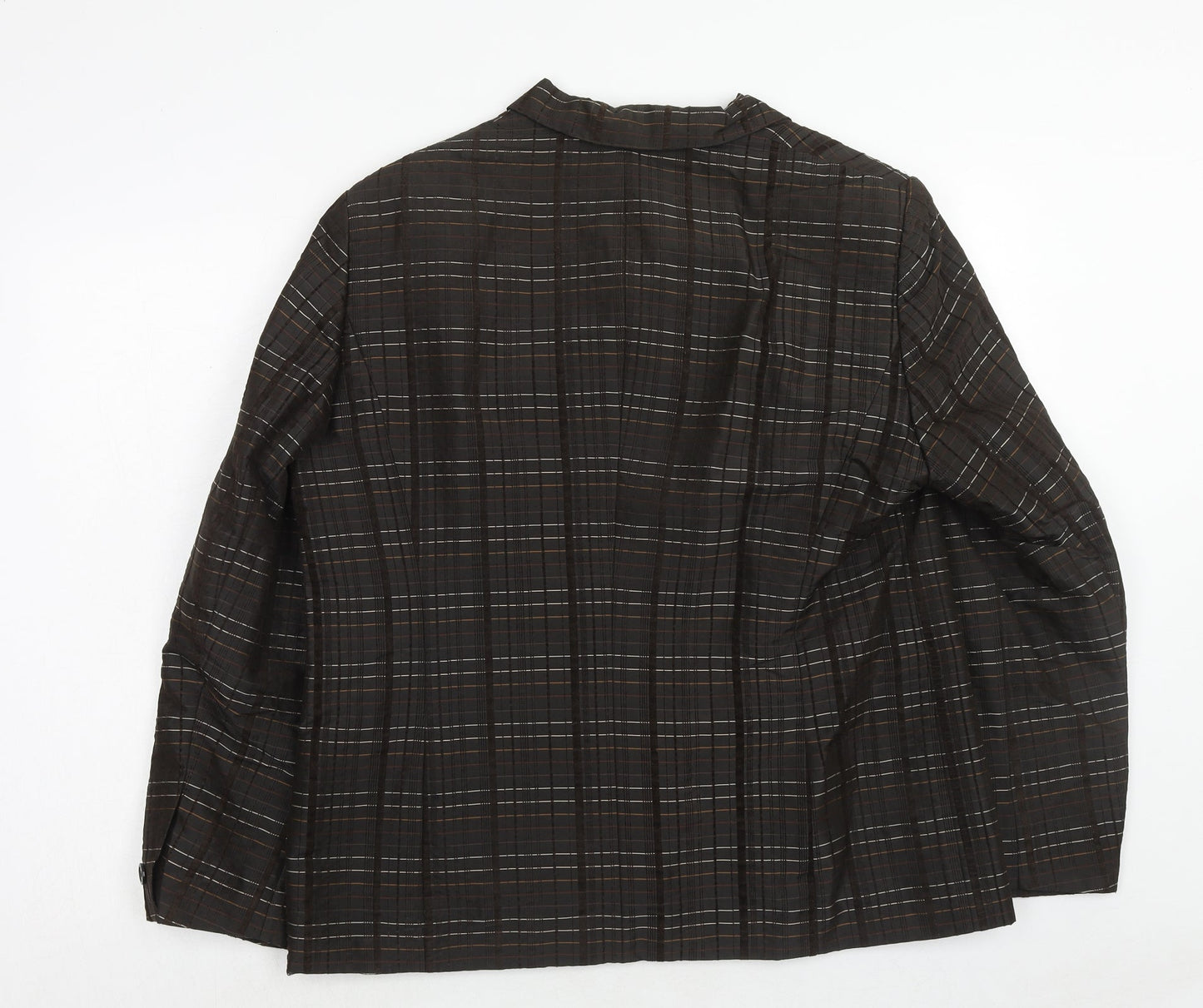 Gerry Weber Womens Brown Plaid Polyester Jacket Blazer Size 18