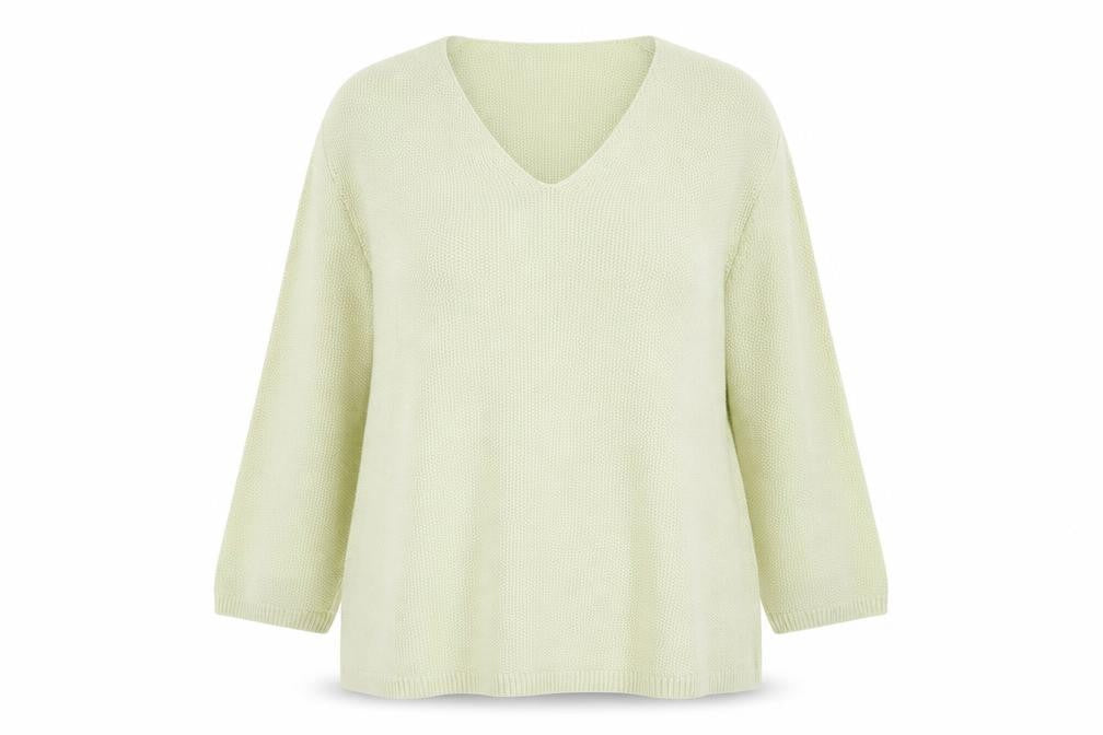 M&Co Womens Green V-Neck Acrylic Pullover Jumper Size 16