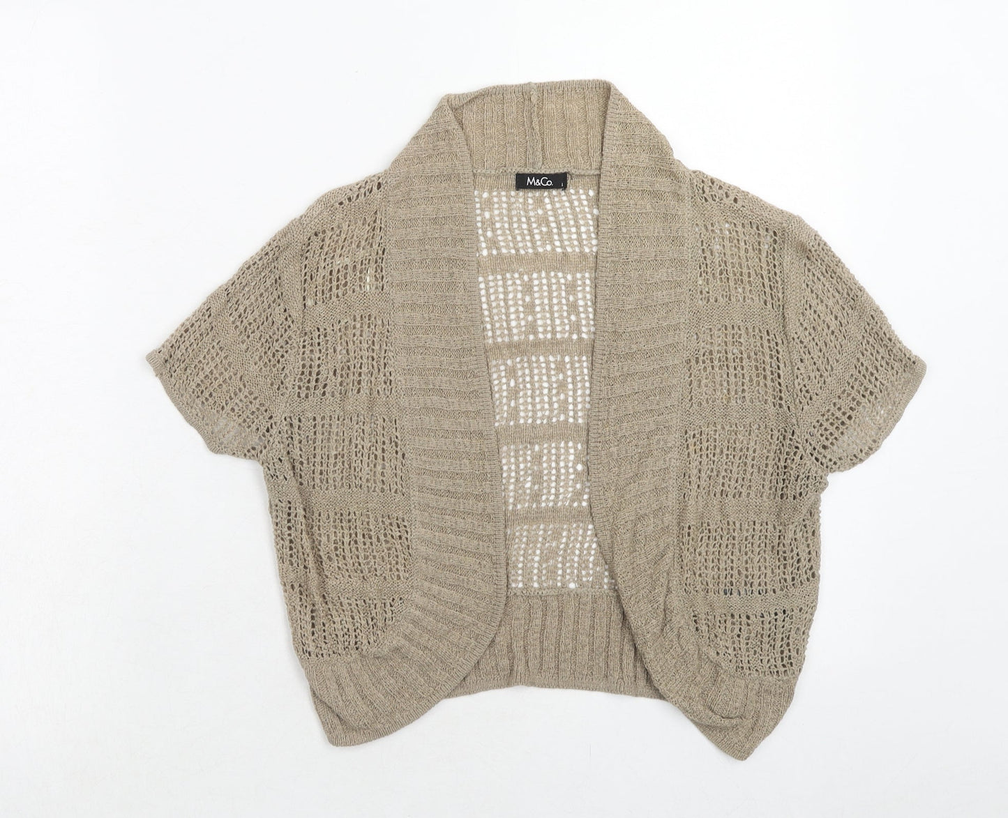 M&Co Womens Brown V-Neck Acrylic Cardigan Jumper Size L