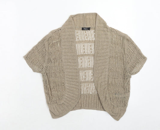 M&Co Womens Brown V-Neck Acrylic Cardigan Jumper Size L