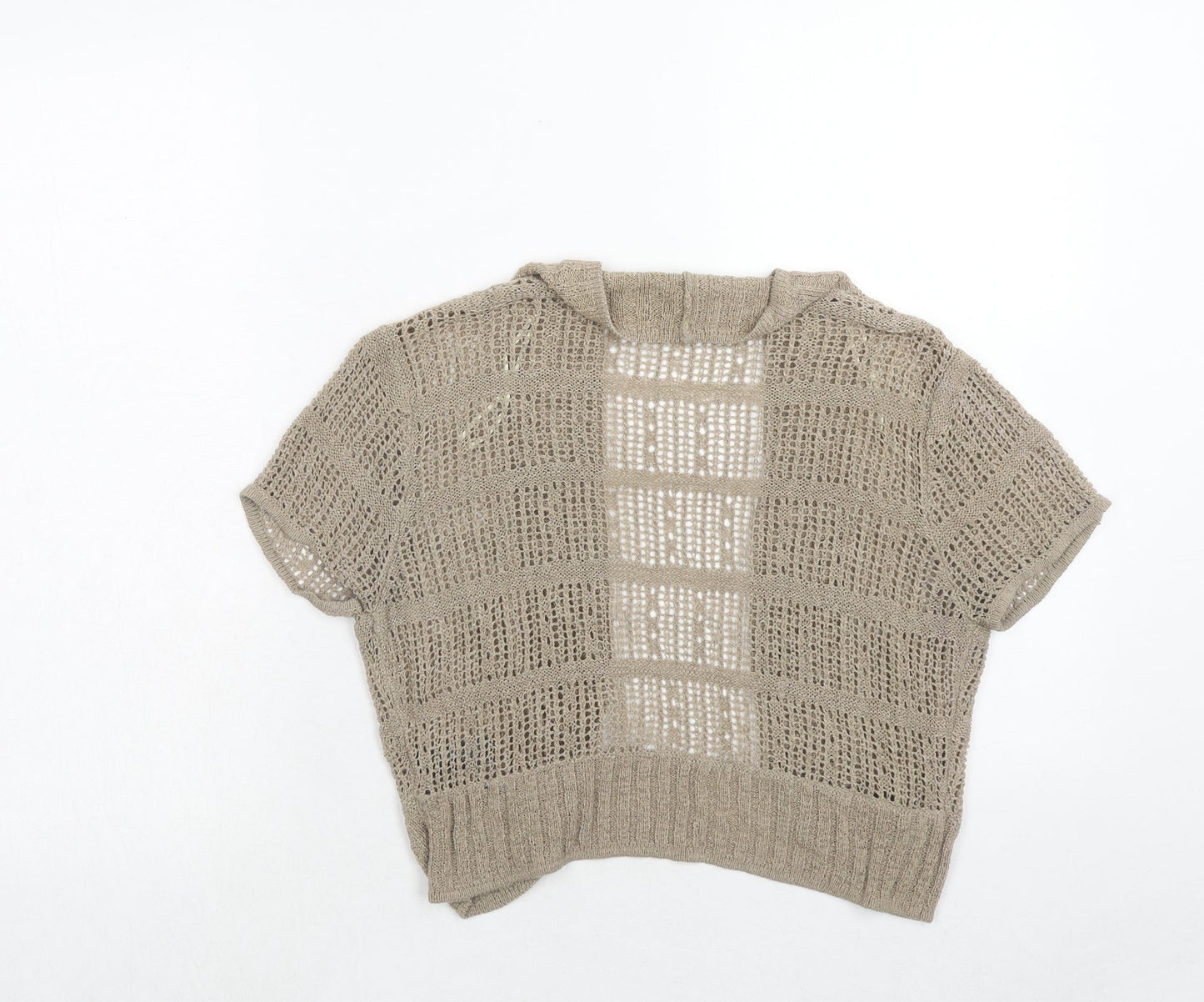 M&Co Womens Brown V-Neck Acrylic Cardigan Jumper Size L