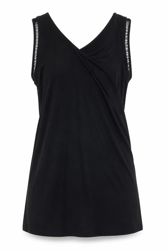 Liz Lange Womens Black Viscose Basic Tank Size XS V-Neck