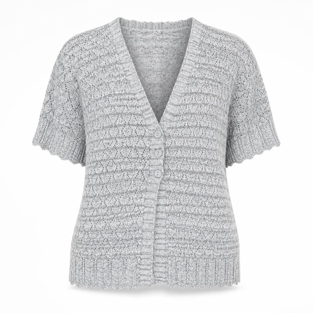 CHIC Womens Grey V-Neck Acrylic Cardigan Jumper Size XL