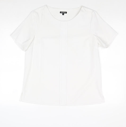 Vortex Womens White Polyester Basic Blouse Size 12 Boat Neck