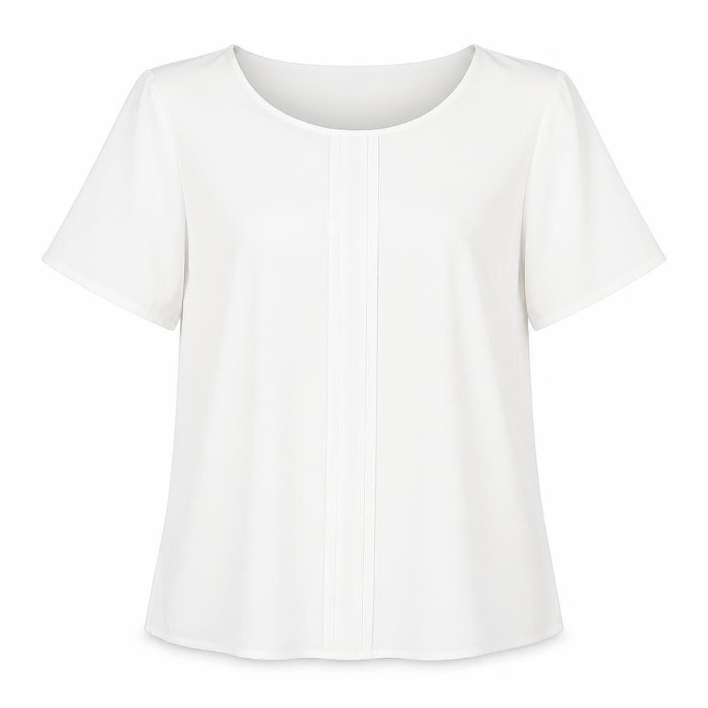 Vortex Womens White Polyester Basic Blouse Size 12 Boat Neck