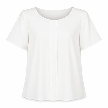 Vortex Womens White Polyester Basic Blouse Size 12 Boat Neck