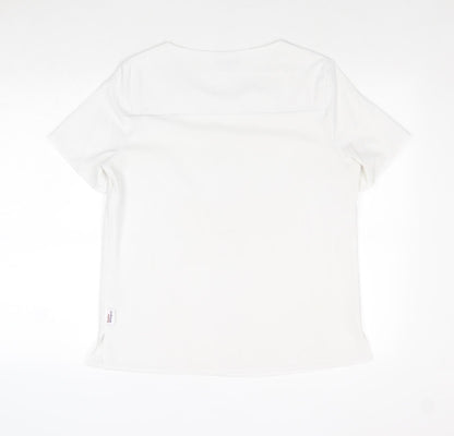Vortex Womens White Polyester Basic Blouse Size 12 Boat Neck