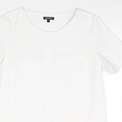 Vortex Womens White Polyester Basic Blouse Size 12 Boat Neck