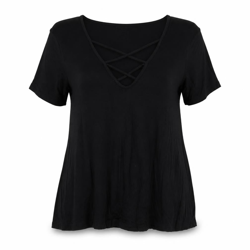 Topshop Womens Black Viscose Basic Blouse Size 6 Round Neck