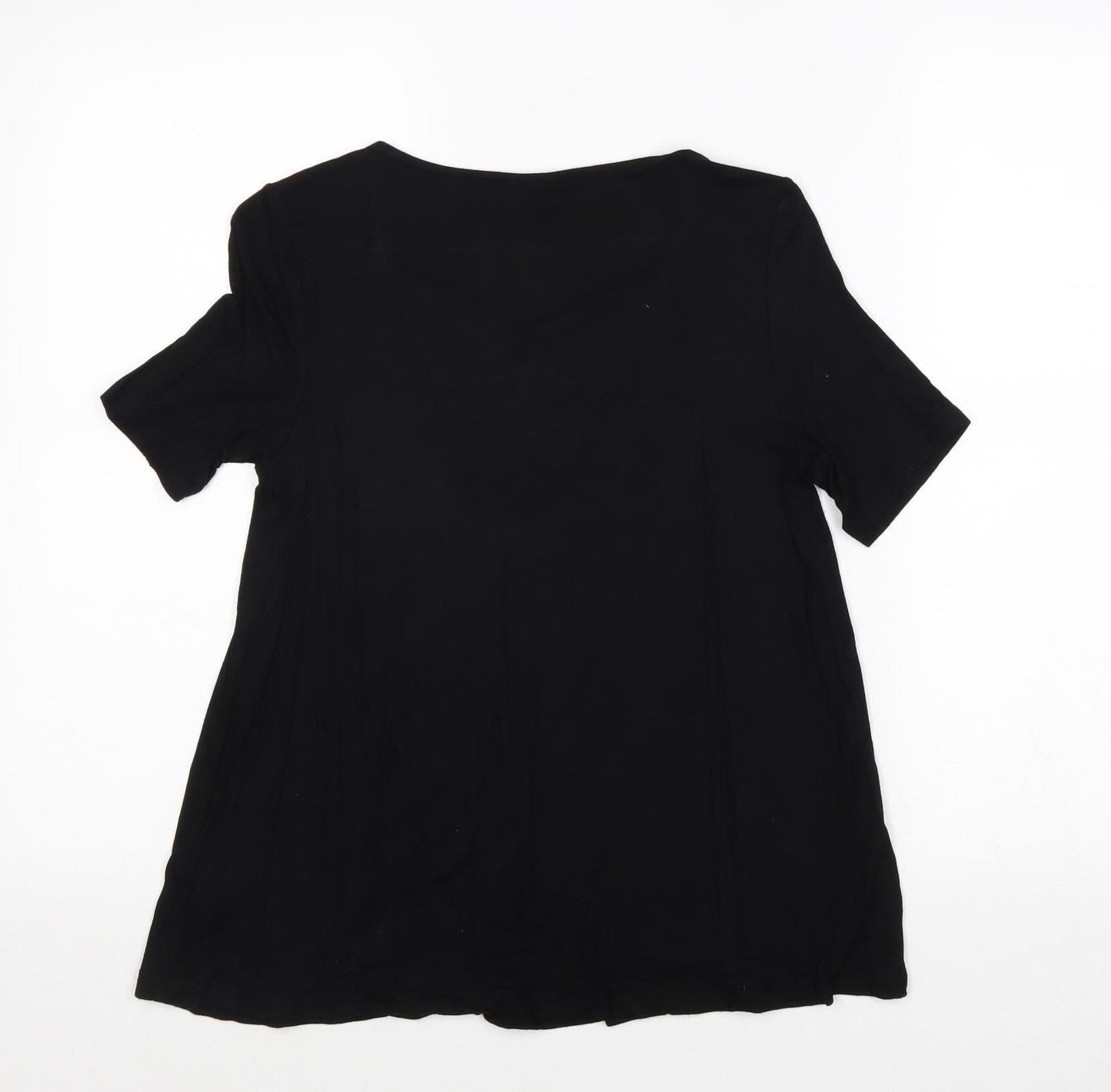 Topshop Womens Black Viscose Basic Blouse Size 6 Round Neck