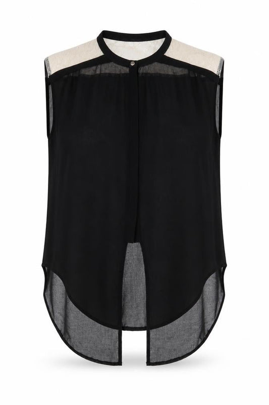 Atmosphere Womens Black Polyester Basic Blouse Size 14 Round Neck - Lace Details