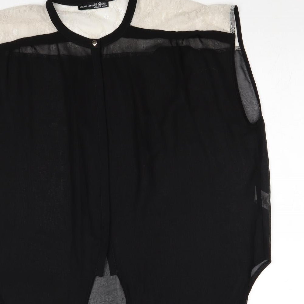 Atmosphere Womens Black Polyester Basic Blouse Size 14 Round Neck - Lace Details