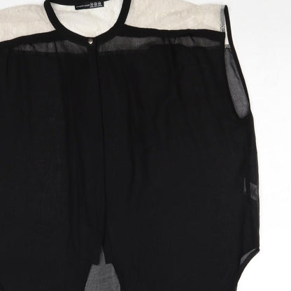 Atmosphere Womens Black Polyester Basic Blouse Size 14 Round Neck - Lace Details