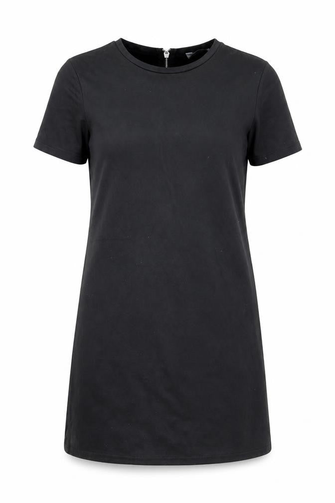Zara Womens Black Polyester A-Line Size S Round Neck Zip
