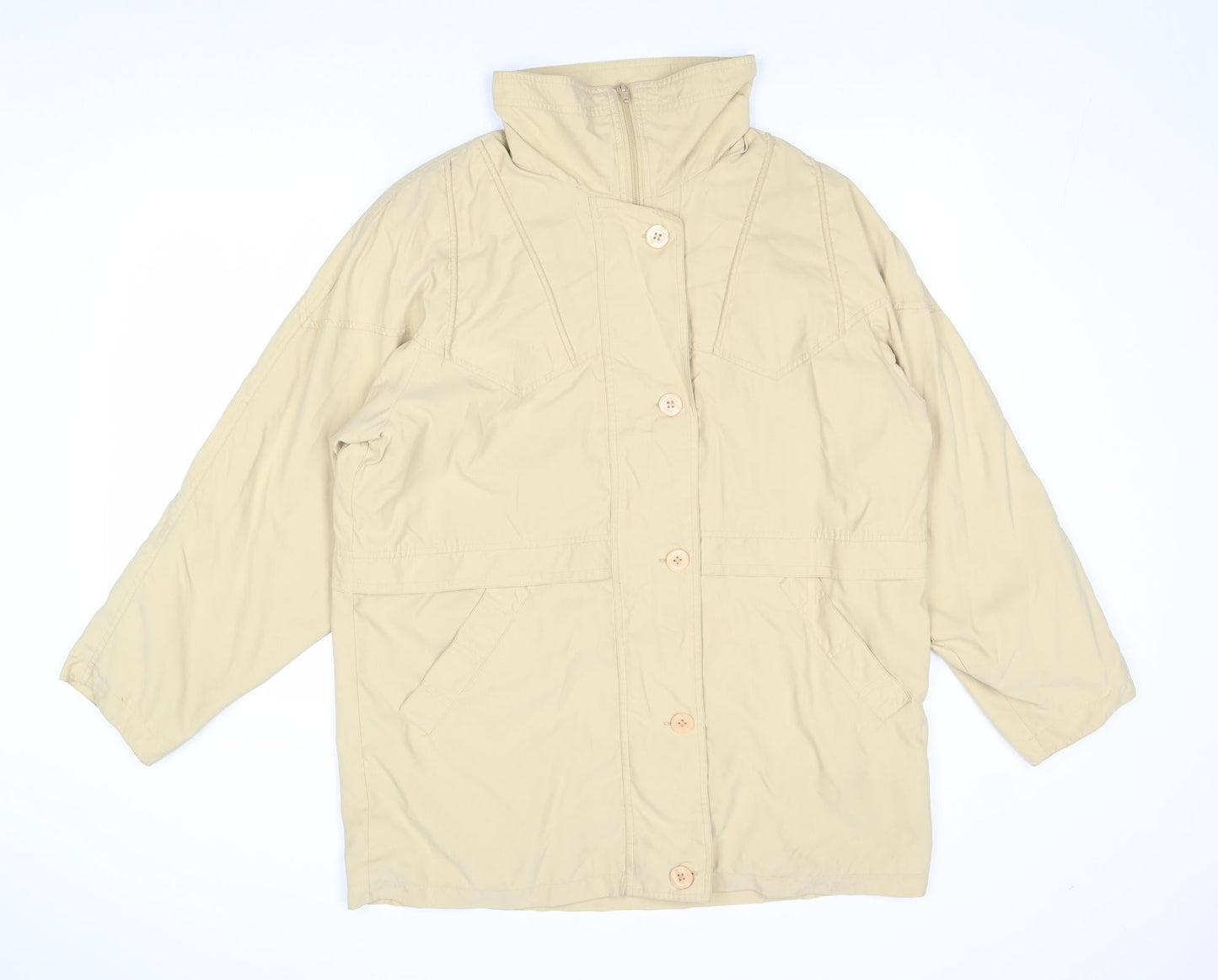 Nuage Womens Beige Pea Coat Coat Size 12 Zip